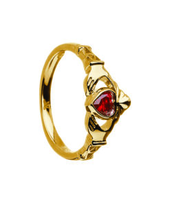 January-Garnet Birthstone Claddagh Ring - Image 3