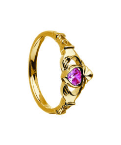 October-Pink Tourmaline Birthstone Claddagh Ring - Image 2