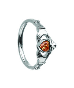 November-Citrine Birthstone Claddagh Ring