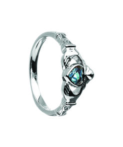 December-Blue Topaz Birthstone Claddagh Ring - Image 3