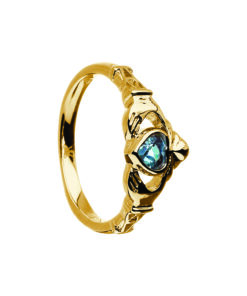 December-Blue Topaz Birthstone Claddagh Ring - Image 2