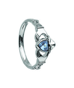 March-Aquamarine Birthstone Claddagh Ring - Image 2