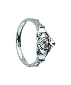 April-Cubic Zirconia Birthstone Claddagh Ring