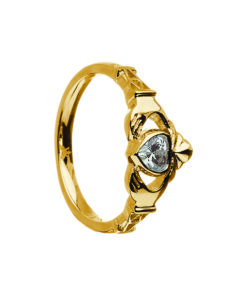 April-Cubic Zirconia Birthstone Claddagh Ring - Image 3