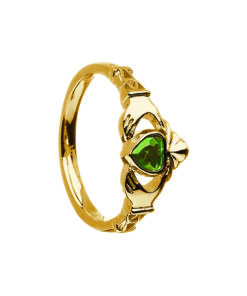 May-Emerald Birthstone Claddagh Ring - Image 3