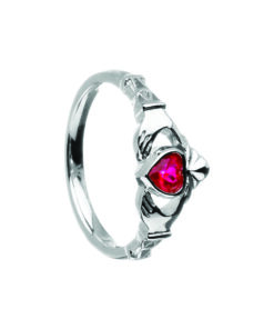 July-Ruby Birthstone Claddagh Ring
