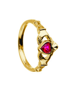 July-Ruby Birthstone Claddagh Ring - Image 3