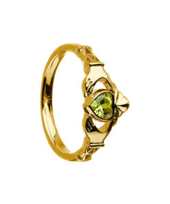 August-Peridot Birthstone Claddagh Ring - Image 3