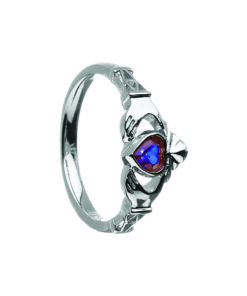 September-Blue Sapphire Birthstone Claddagh Ring - Image 2