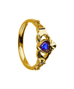 September-Blue Sapphire Birthstone Claddagh Ring - Image 3