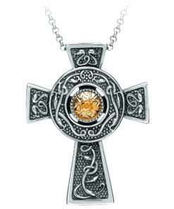 Silver Cross Wood Quay Large with 18K Bead