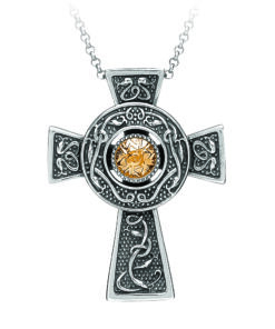 Silver Cross Wood Quay Small with 18K Bead