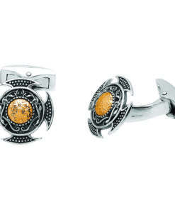 Silver Cufflinks Wood Quay Small with 18K Bead