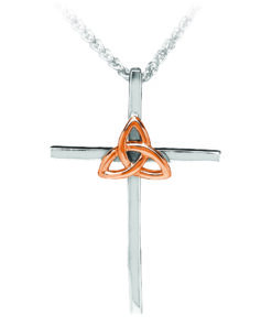 Silver & Rose Plated Trinity Cross Chain