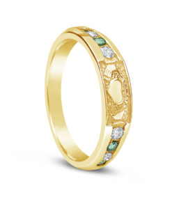 Diamond Emerald Claddagh Ring