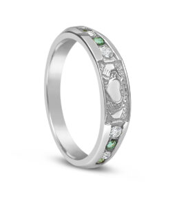 Alternative view of Diamond Emerald Claddagh Ring