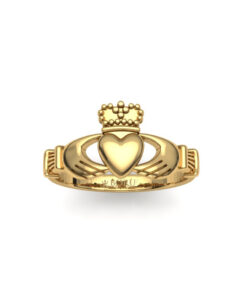 Alternative view of 10mm High Heart & Crown Lightweight Claddagh Ring