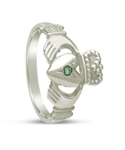 Alternative view of Medium Claddagh Ring with Single Emerald