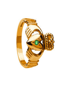 Medium Claddagh Ring with Single Emerald