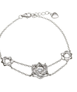 Silver Damhsa Trinity & Heart Bracelet with Stones