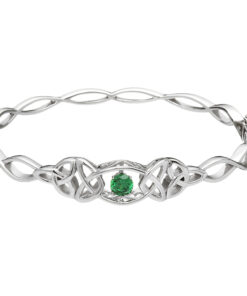 Silver Damhsa Trinity with Green Stone Dancing Bangle