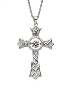 Silver Damhsa Pointed Cross with Dancing Stone