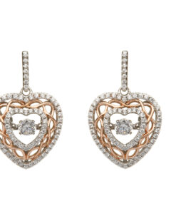 Silver Damhsa Celtic Knot Heart Dancing Stone Earrings