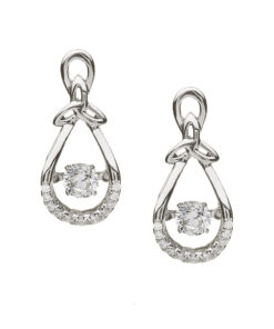 Silver Earrings Clear Dancing Stone