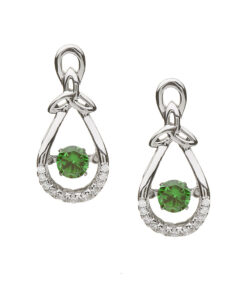 Silver Drop Earrings Dancing Stone Green