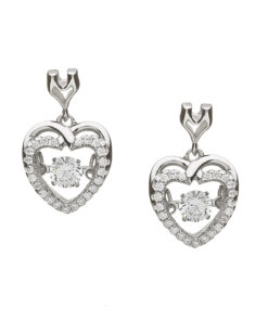 Silver Dancing Stone Heart Earrings