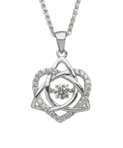 Silver Damhsa Trinity & Heart Dancing Stone Pendant Chain