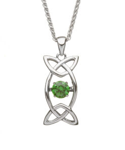 Silver Damhsa Trinity with Green Dancing Stone - Pendant Chain