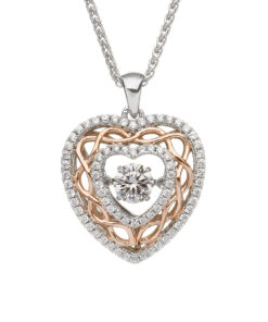 Silver Damhsa Celtic Knot Heart Dancing Stone - Pendant Chain