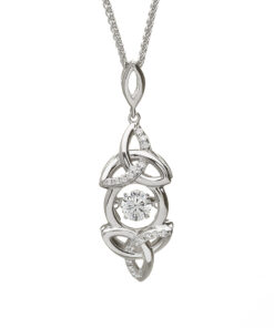 Silver Dancing Stone Trinity Pendant Chain