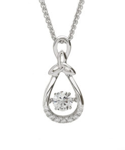 Silver Pendant Clear Dancing Stone Chain