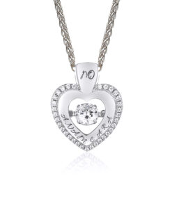 Silver My Soul Mate CZ Heart with Dancing Stone Pendant Chain