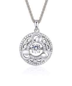 Silver Celtic Swirls Dancing Stone Pendant Chain