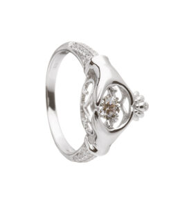 Silver Damhsa Trinity & Claddagh Dancing Stone Ring