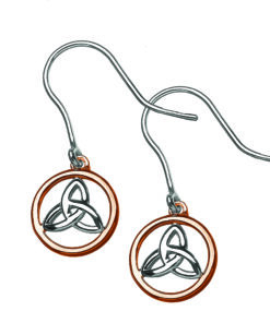 Silver & Rose Plated Trinity Circle Earrings Chain