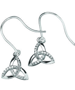 Silver Trinity Earrings with Argent Stone Set Chain