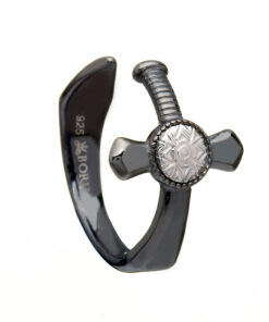 Silver Black Rhodium Sword Ring