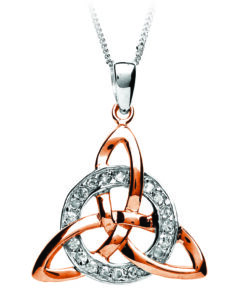 Silver Celtic Circle Trinity Pendant with Circle Stone Set Chain