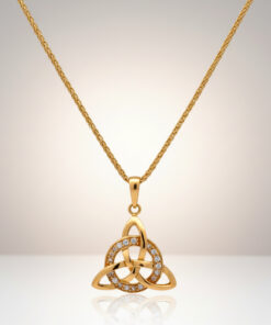 Silver Celtic Circle Trinity Pendant with Circle Stone Set Chain - Image 2