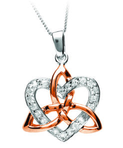 Silver Celtic Heart Trinity Pendant with Circle Stone Set Chain