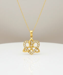 Silver Celtic Heart Trinity Pendant with Circle Stone Set Chain - Image 3