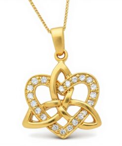 Silver Celtic Heart Trinity Pendant with Circle Stone Set Chain - Image 4