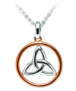 Silver & Rose Plated Trinity Circle Pendant Chain