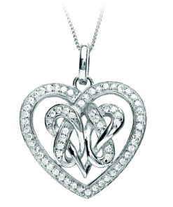 Silver Diamond Pave Double Hearts Pendant with Stone Set Chain