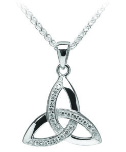 Silver Trinity Pendant with Stone Set Chain