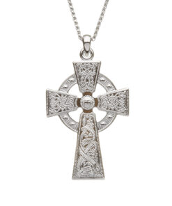 Silver Celtic Warrior Shield Cross - Thicker Version